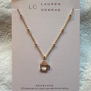 LC Lauren Conrad Gold Hot Cocoa Pendant Necklace.
